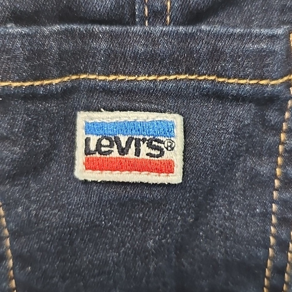 Levi's Baby Denim Shortalls 24M Logo Strap Overalls Dark Wash Cotton‎ 2T - Picture 4 of 15